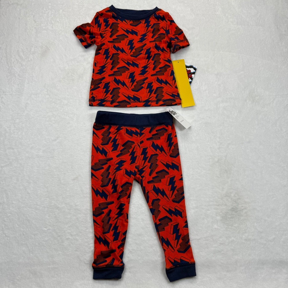 Sleep On It Pajama Set Lightning Bolt Orange 2T Short Sleeve Long John